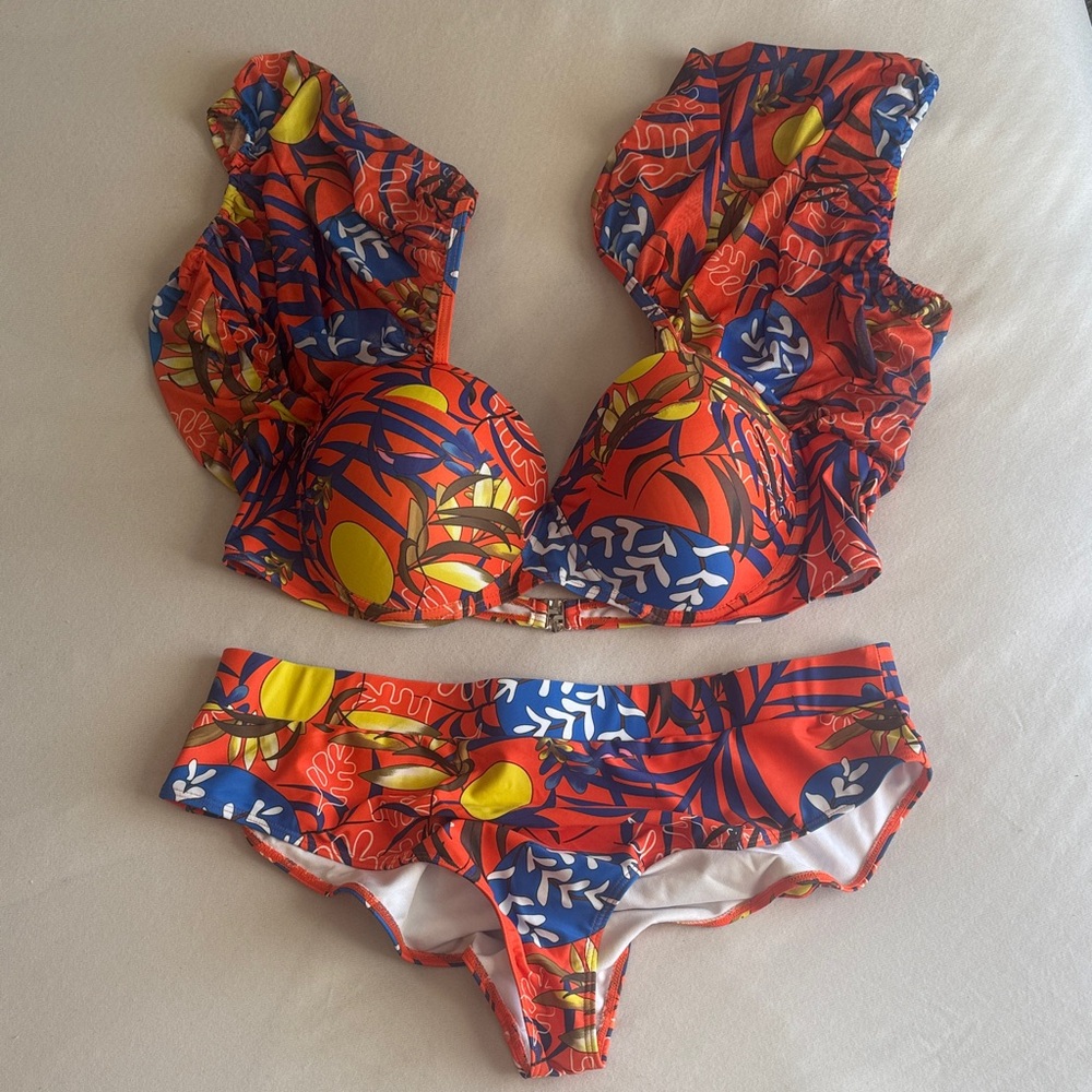 Colorful Bikini With Arms Plus Size 4X Swim Set